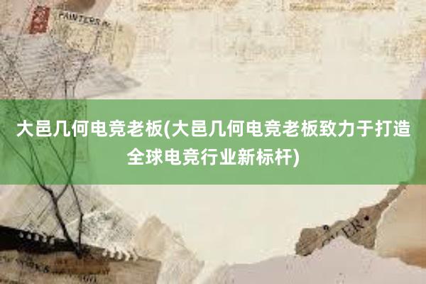 大邑几何电竞老板(大邑几何电竞老板致力于打造全球电竞行业新标杆)